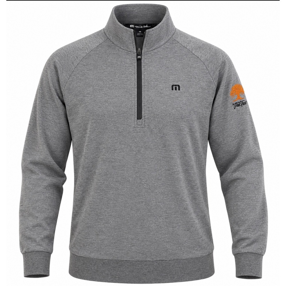 Travis Mathew Mens Gray Heather Quarter Zip Pullover Oak Tree Logo Size M